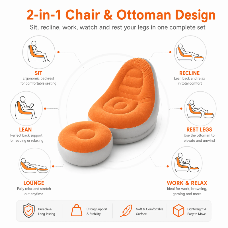 Flocking Inflatable Lazy Sofa  - Outdoor Sport Chairs recension och pris