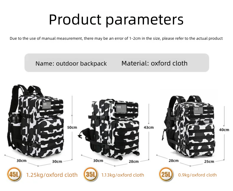 45L/35L/25L Tactical Backpack  - Outdoor Sport Backpack recension och pris